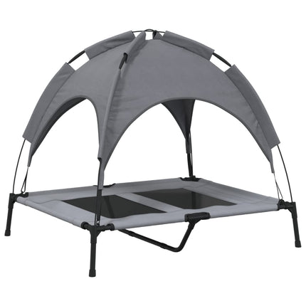 Lit Pour Chien Avec Auvent Anthracite Tissu Oxford Et Acier