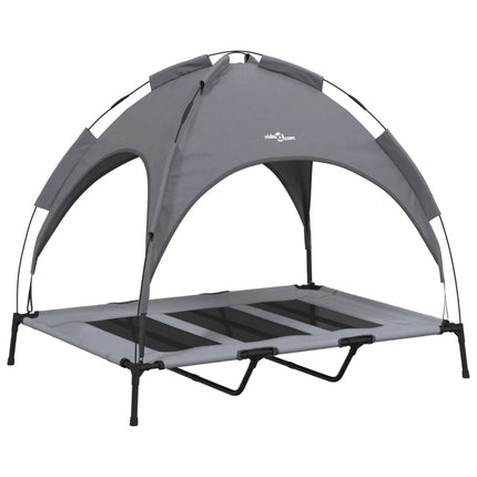 Lit Pour Chien Avec Auvent Anthracite Tissu Oxford Et Acier