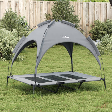 Lit Pour Chien Avec Auvent Anthracite Tissu Oxford Et Acier