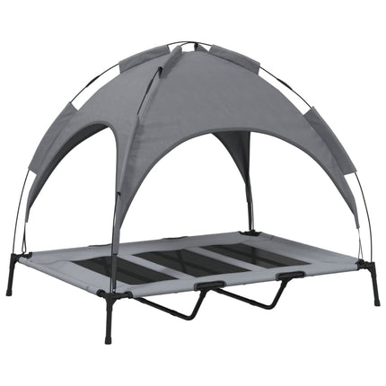 Lit Pour Chien Avec Auvent Anthracite Tissu Oxford Et Acier