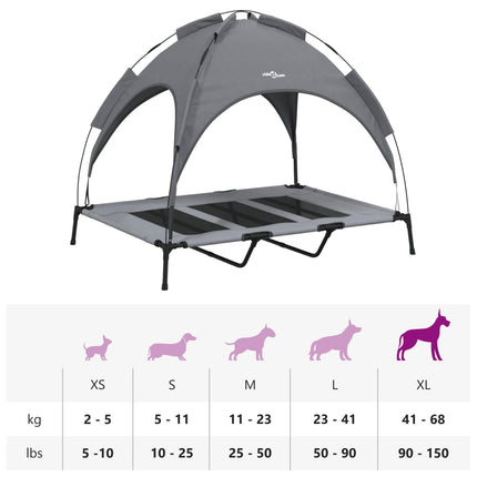 Lit Pour Chien Avec Auvent Anthracite Tissu Oxford Et Acier