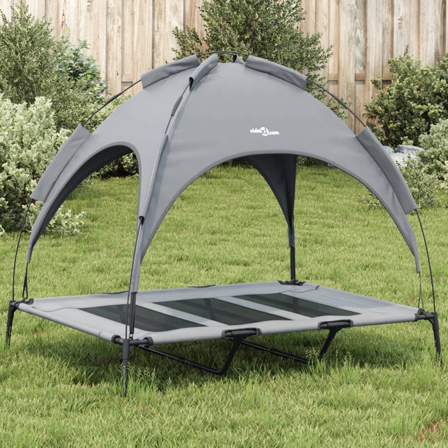 Lit Pour Chien Avec Auvent Anthracite Tissu Oxford Et Acier