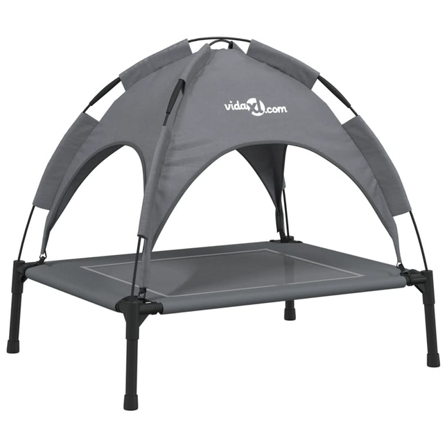 Lit Pour Chien Avec Auvent Anthracite Tissu Oxford Et Acier