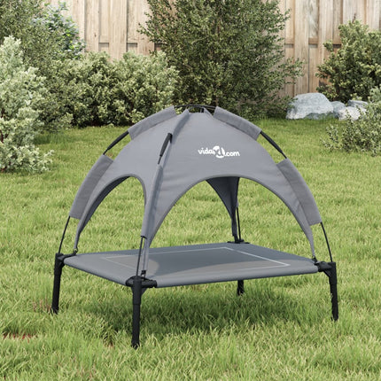Lit Pour Chien Avec Auvent Anthracite Tissu Oxford Et Acier