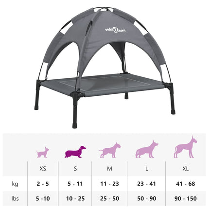 Lit Pour Chien Avec Auvent Anthracite Tissu Oxford Et Acier