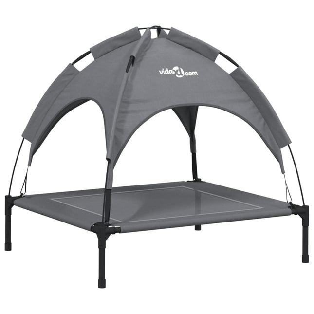 Lit Pour Chien Avec Auvent Anthracite Tissu Oxford Et Acier