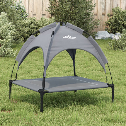 Lit Pour Chien Avec Auvent Anthracite Tissu Oxford Et Acier