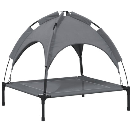 Lit Pour Chien Avec Auvent Anthracite Tissu Oxford Et Acier