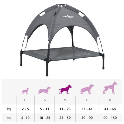 Lit Pour Chien Avec Auvent Anthracite Tissu Oxford Et Acier