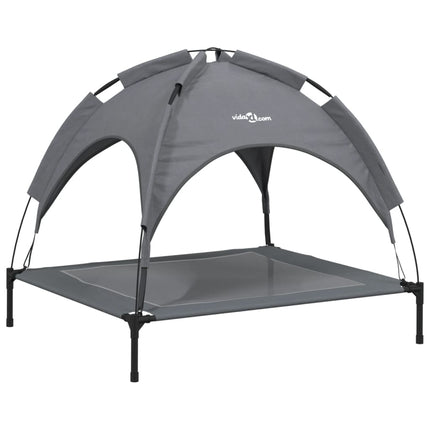 Lit Pour Chien Avec Auvent Anthracite Tissu Oxford Et Acier