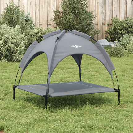 Lit Pour Chien Avec Auvent Anthracite Tissu Oxford Et Acier