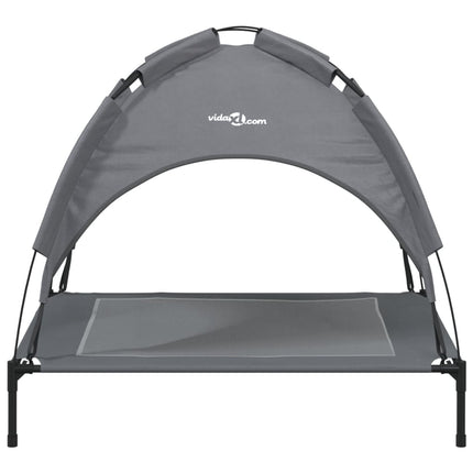 Lit Pour Chien Avec Auvent Anthracite Tissu Oxford Et Acier
