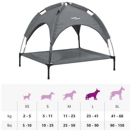 Lit Pour Chien Avec Auvent Anthracite Tissu Oxford Et Acier