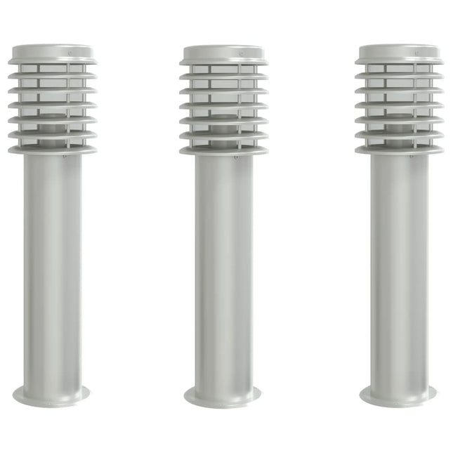 Lampadaires D'extérieur 3 Pcs É 60 Cm Acier Inoxydable Argent