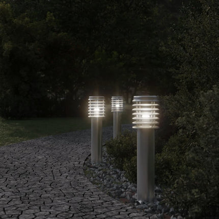 Lampadaires D'extérieur 3 Pcs É 60 Cm Acier Inoxydable Argent