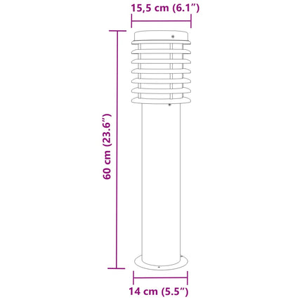 Lampadaires D'extérieur 3 Pcs É 60 Cm Acier Inoxydable Argent