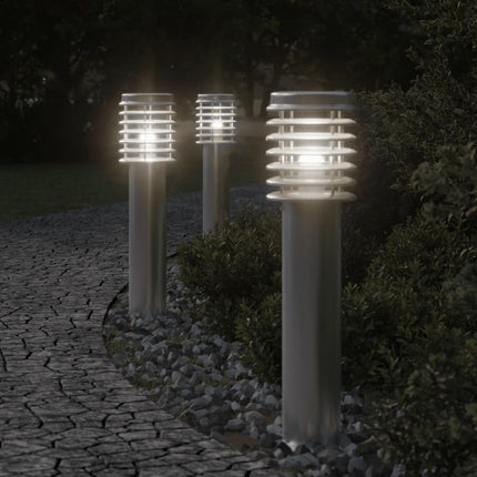 Lampadaires D'extérieur 3 Pcs É 60 Cm Acier Inoxydable Argent
