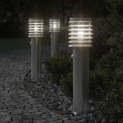 Lampadaires D'extérieur 3 Pcs É 60 Cm Acier Inoxydable Argent