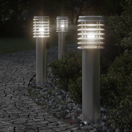 Lampadaires D'extérieur 3 Pcs É 60 Cm Acier Inoxydable Argent