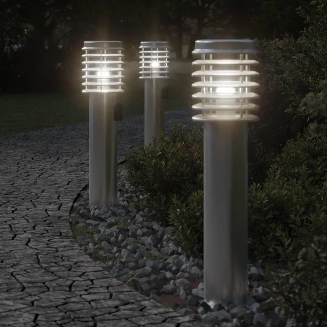 Lampadaires D'extérieur 3 Pcs É 60 Cm Acier Inoxydable Argent