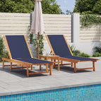 Bleu / 2x Chaise longue / 1