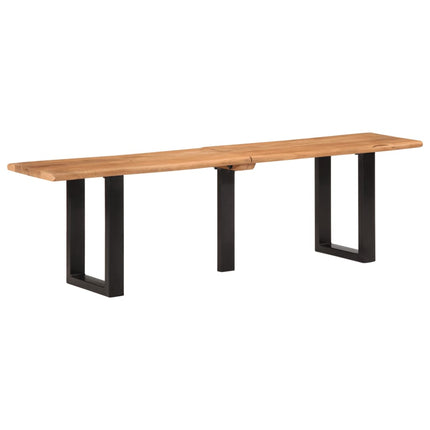 Banc Au Bord Naturel Du Bois Bois D'acacia Solide Acier