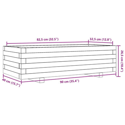 Jardinière 90X40X26,5 Cm Bois Massif De Douglas Douglas Naturel