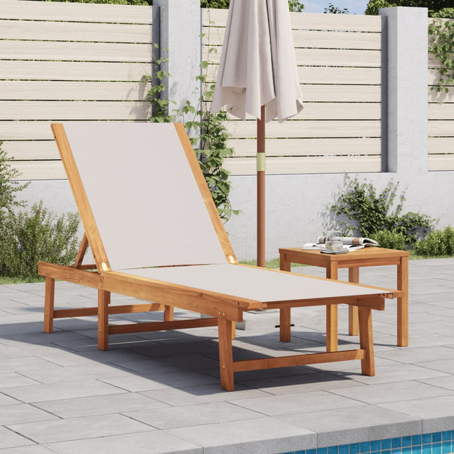 Chaises Longues Lot De 2 Et Table Bois D'acacia Et Textilène
