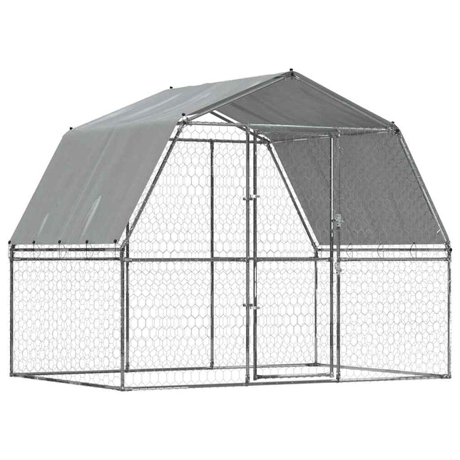 Cage Pour Chiens Avec Toit Et Porte Argenté Acier Galvanisé