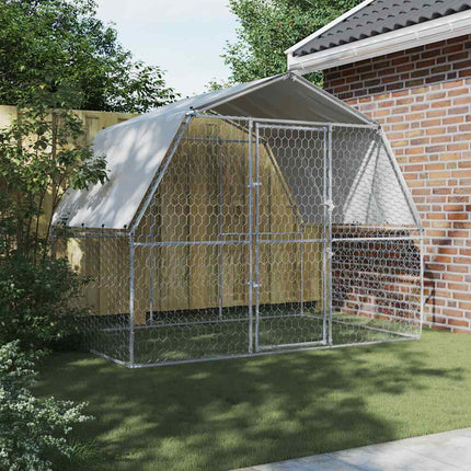 Cage Pour Chiens Avec Toit Et Porte Argenté Acier Galvanisé
