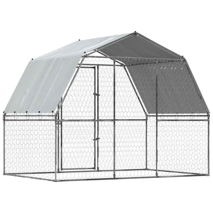 Cage Pour Chiens Avec Toit Et Porte Argenté Acier Galvanisé