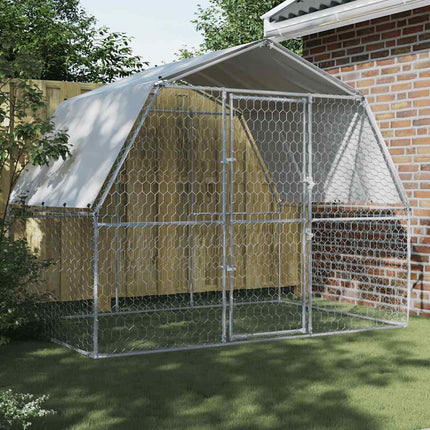 Cage Pour Chiens Avec Toit Et Porte Argenté Acier Galvanisé