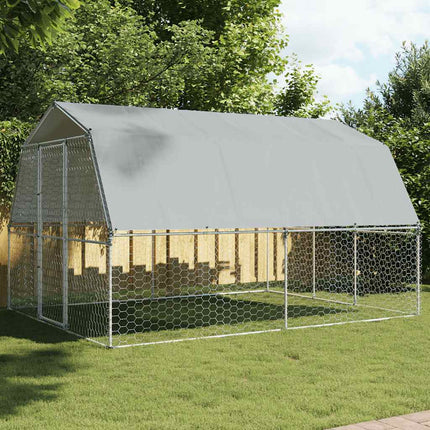 Cage Pour Chiens Avec Toit Et Porte Argenté Acier Galvanisé