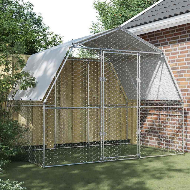 Cage À Poules Avec Toit Et Porte Argenté Acier Galvanisé