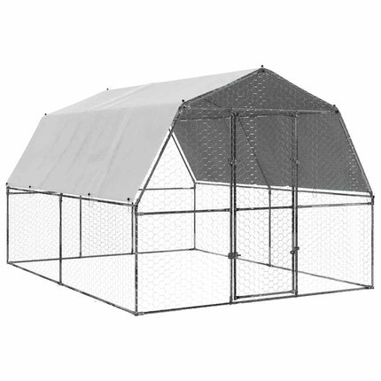 Cage À Poules Avec Toit Et Porte Argenté Acier Galvanisé