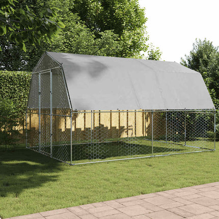 Cage À Poules Avec Toit Et Porte Argenté Acier Galvanisé