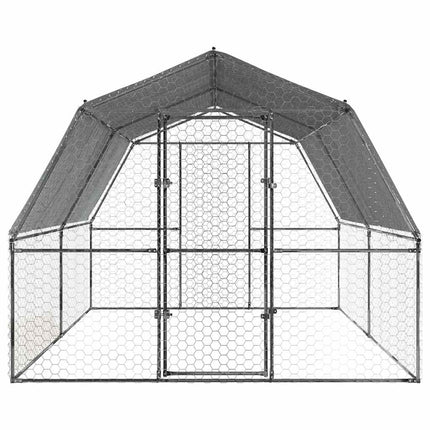 Cage À Poules Avec Toit Et Porte Argenté Acier Galvanisé