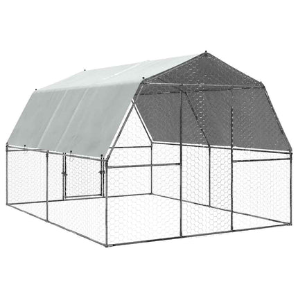 Cage À Poules Avec Toit Et Porte Argenté Acier Galvanisé
