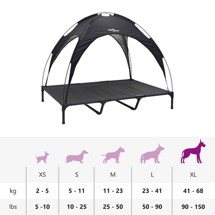 Lit Pour Chien Surélevé Avec Toit Amovible Xl Acier