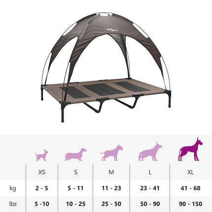 Lit Pour Chien Surélevé Avec Toit Amovible Xl Acier