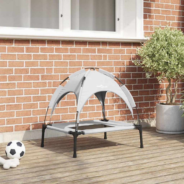 Lit De Chien Surélevé Avec Toit Amovible Gris Argent Acier