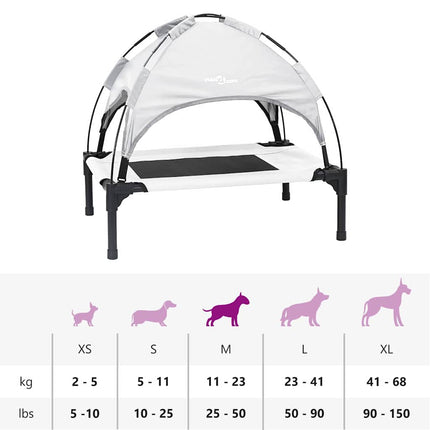 Lit Pour Chien Surélevé Avec Toit Amovible Argent Gris M Acier
