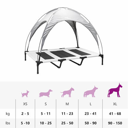 Lit Pour Chien Surélevé Avec Toit Amovible Xl Acier