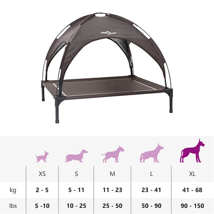 Lit Pour Chien Surélevé Avec Toit Amovible Xl Acier