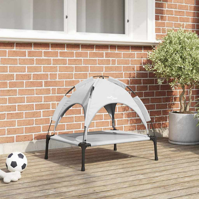 Lit Pour Chien Surélevé Avec Toit Amovible Argent Gris Acier