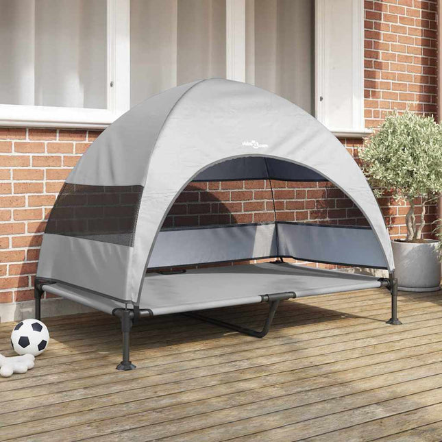 Lit Pour Chien Surélevé Avec Toit Amovible Gris Argent Xl Acier