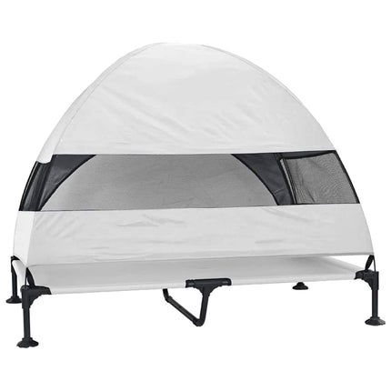 Lit Pour Chien Surélevé Avec Toit Amovible Gris Argent Xl Acier