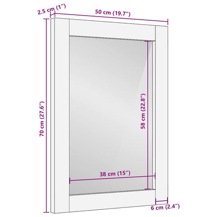 Miroir Marron Clair 57 X 70 X 3 Cm Bois De Manguier Massif