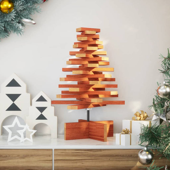 Arbre De Noël En Bois Pour Décoration Bois De Pin Massif Marron Cire