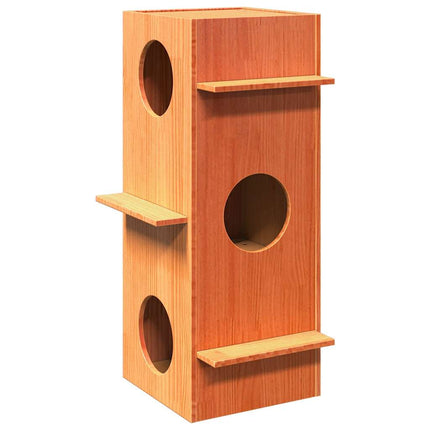 Maison Pour Chat 43X43X90 Cm Bois De Pin Massif